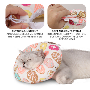 可调涤棉纤维宠物锥形项链甜甜圈软伊丽莎白领猫小狗恢复印花图案鸟 - Product Image 3