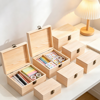 Boîte de rangement rectangulaire en pin ESTICK avec couvercle rabattable, organisateur en bois Tongmu, décoration d'intérieur, cadeau, petite et grande taille