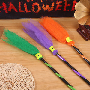 Balai de sorcière d'Halloween, couleurs violet, orange et vert, accessoire de déguisement pour fête en intérieur, décoration pour enfants, thème Harry Potter - Product Image 5