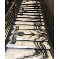 Escalier droit flottant en marbre au prix d'usine, design moderne en marbre blanc panda pour les marches d'escalier