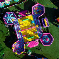 Structure gonflable de jeu extérieur FunWorld avec toboggan, installation facile, taille personnalisable, bâche en PVC 0,55 mm, impression numérique, usage commercial
