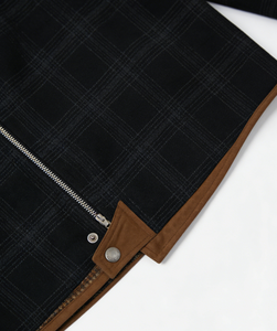 Vestes zippées pour hommes personnalisées à manches longues en tissu écossais avec doublure matelassée, logo brodé et poches, chaudes pour l'hiver - Product Image 4