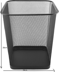 Hitam Perak persegi logam Mesh sampah dapat membuka atas keranjang penyimpanan ekonomis kertas tempat sampah - Product Image 4