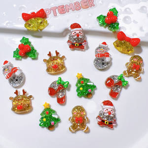 CHENXI Adornos de Resina con Purpurina de Santa Claus, Alces y Muñecos de Nieve, Figuras de Navidad de Dibujos Animados con Base Plana para Decoración y Manualidades - Product Image 6