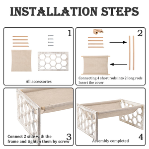Ferme rustique en bois chat lit respirant surélevé intérieur extérieur animal repos jouer hamacs Portable monté au sol chat chien lit - Product Image 6