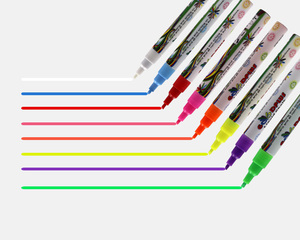 Marqueur à craie liquide 3 mm à pointe biseautée et ronde 2026 - Stylo effaçable à pointe fine pour verre, tableau blanc et tableau <span class=keywords><strong>de</strong></span> menu - Product Image 2