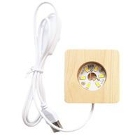 Base d'affichage éclairée de 8cm avec 6 LED lumière chaude en plastique bois verre base éclairée pour chambre bureau bureau style vis