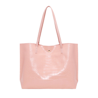 Sac fourre-tout en cuir PU croco brillant pour femme, grande capacité, sac à bandoulière, sac à main tendance de couleur unie avec poignée supérieure pour le shopping