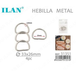 ห่วงโลหะ ILAN ขนาด 33x26 มม. 4 ชิ้น อุปกรณ์รูปตัว D สำหรับกระเป๋าและเข็มขัด - Product Image 1