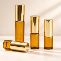 Flacon roll-on d'huile essentielle ambrée marron pleine taille pour cosmétiques, 1ml, 2ml, 3ml, 5ml, 10ml, avec bouchon en aluminium, emballage pour huiles essentielles et parfums