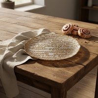Assiette à dîner en verre plaqué or de 28 cm, lettrage de Noël en relief, design minimaliste moderne, assiette de service pour la table de Noël
