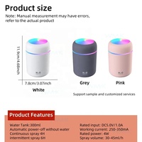 300ml H2O humidificateurs Humidificador coloré Led veilleuse Portable intelligent brume fraîche ultrasons Mini Usb voiture humidificateur d'air