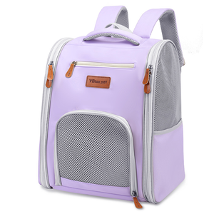 Pet Oxford Breathable <b>Cat</b> <b>Backpack</b> Carrier Solid Purple Mesh Ventilation Zipper Closure Pet Carrier - Product Image 1