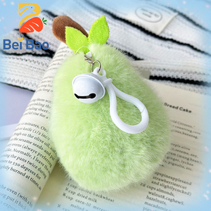 Porte-clés en peluche poire Kawaii avec visage souriant et <span class=keywords><strong>joues</strong></span> rouges, breloque fruit en peluche avec mini-<span class=keywords><strong>chaussures</strong></span> pour sac, accessoire en gros - Product Image 2