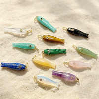 Pendentif poisson CH-JDP1777 coloré en CZ micro-pavé, plaqué or, avec pierre naturelle, bijoux en pierres miniatures multicolores