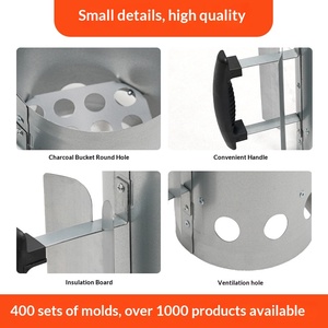 Seau d'allumage <span class=keywords><strong>de</strong></span> charbon <span class=keywords><strong>de</strong></span> bois <span class=keywords><strong>pour</strong></span> <span class=keywords><strong>barbecue</strong></span> extérieur, portable, en tôle galvanisée antirouille, coupe-vent, détachable, transfrontalier - Product Image 4