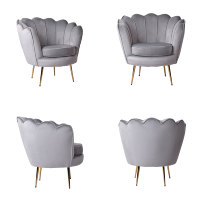 Fauteuil d'appoint en velours fleuri CARLFORD, style moderne, avec pieds dorés, pour la maison, le salon ou l'hôtel
