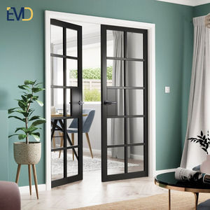 Puerta de Entrada de Vidrio Abatible de Diseño Minimalista, Puerta de Seguridad para Apartamentos, Material de Aleación de Aluminio, Superficie Acabada Impermeable - Product Image 1