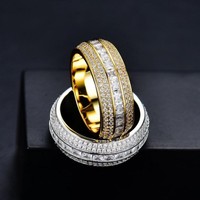 Bague Hip Hop Fine 925 Sterling Silver VVS Moissanite Diamond Finger Band Ring pour hommes Bagues