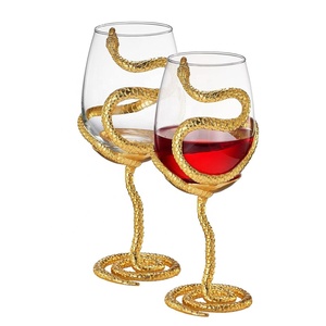 Verres à cocktail, verres à vin rouge, verres à whisky, design de luxe en or, inspiration reptile, décoration <span class=keywords><strong>serpent</strong></span> en métal. - Product Image 2