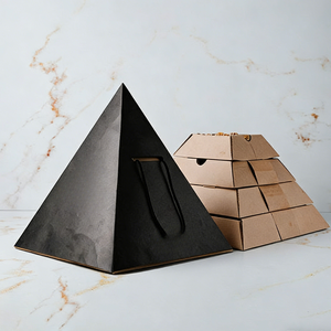 Boîte alimentaire pyramide personnalisée <span class=keywords><strong>en</strong></span> papier pour pâtisseries arabes halal, desserts, traiteur, emballage à emporter et plateaux de dégustation - Product Image 3