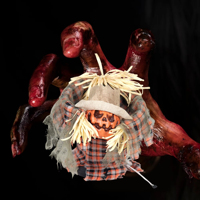 AROMA Figurine de table animée en forme de bonhomme-épouvantail citrouille d'Halloween pour fêtes d'Halloween, maisons hantées et présentations de table, bars
