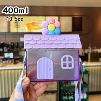 Nouvel Arrivage – Gourde Portable en Plastique de 400 ml pour Enfants, Motif Lapin, Nuage, Abeille, avec Paille, Idéale pour l'Extérieur