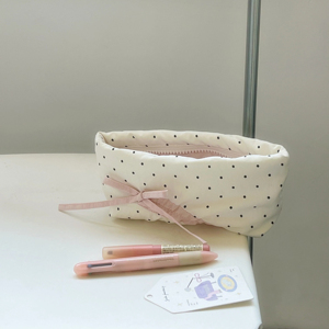 Cute Fabric Pencil Pouch With Ribbon Bow Stylish Stationery Organizer Portable Pen <b>Bag</b> for Girls Daily Use,Pen <b>Bag</b> for Students - Product Image 6