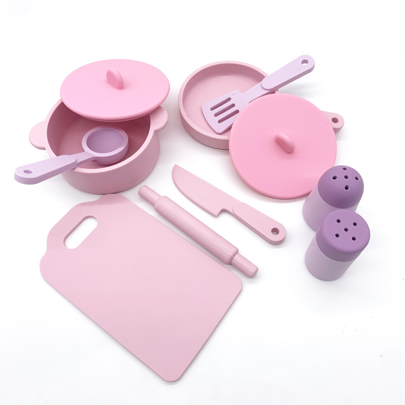 Novo Produto Atacado Silicone Baby Pretend Play Crianças Cozinhar Brinquedo Silicone Cozinha Set Toy para Crianças Presentes