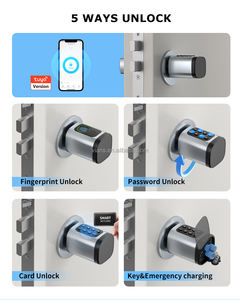 فيانز 5 طرق فتح تويا TT التطبيق بصمة الأصبع كلمة مرور بطاقة RFID IC قفل الباب مفتاح ميكانيكي اسطوانة ذكية قابلة للتعديل - Product Image 2