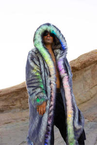 Carnival Performance Party Costume <strong>Men's</strong> European American Cosplay Hooded LED Music Festival <strong>Clothing</strong> Faux Fur Coat - Product Image 6