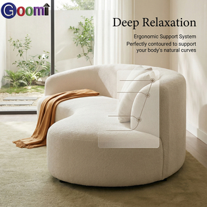 Conjunto de Sofás Modernos Minimalistas em Tecido Chenille Curvado, Sofá Estofado Macio e Confortável para Área de Espera de Hotel - Product Image 5