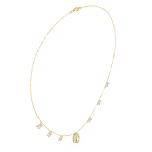 Collier de luxe pour femme avec halo taille émeraude et grappe de pierres marquise, disponible au prix de gros - Product Image 1