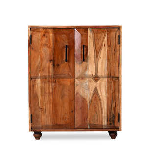 Mueble de Cocina Rústico Tradicional de Madera de Mango, Tallado a Mano, con Acabado Blanco, 2 Puertas y 2 Cajones, para Comedor - Product Image 5