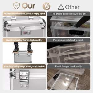 Boîte de rangement verrouillable en alliage d'aluminium, étanche, portable, à code, pour médicaments, argent, téléphone, objets de valeur, sécurisée pour enfants, réutilisable - Product Image 3