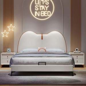 Cama Moderna de Madera con Cabecera Acolchada Suave y Cómoda, Diseño que Ahorra Espacio para Niños, Niñas, Adolescentes y Dormitorios Pequeños - Product Image 2