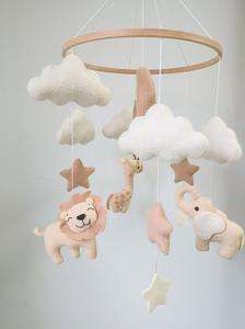 Vivaio nordico Unisex forniture per campanello letto appeso su misura animali realistici in feltro Safari elefante Baby cellulari - Product Image 3