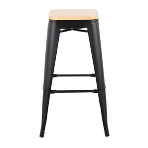 Juego de 2 taburetes contemporáneos LumiSource DB Oregon de acero negro y madera natural para silla de Bar de cocina y hogar - Product Image 3