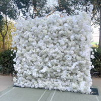 DKB 2026 Mur de fleurs de luxe blanc 5D, décorations de fête, mur de fleurs 8 pieds x 8 pieds, toile de fond, rideau floral, mur enroulable