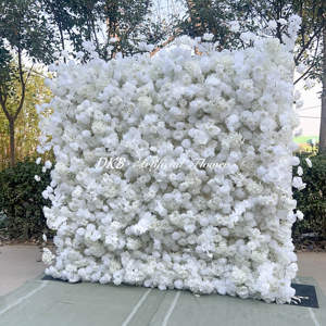 DKB 2024豪華ホワイト5Dフラワーウォール背景パーティーデコレーションフラワーウォール8ft X 8ft背景背景花カーテンロールアップ - Product Image 3