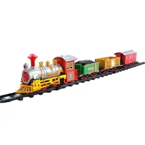 热卖塑料音乐灯光功能搞笑古典电子铁路火车套装儿童玩具最佳圣诞礼物