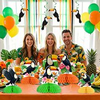 Dekorasi Pesta Toucan 8pcs Hiasan Meja Sarang Lebah Burung Tropis untuk Perlengkapan Pesta Ulang Tahun Luau Hawaii