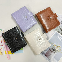 Carnet de budget A7 personnalisé en cuir PU motif crocodile, avec 6 anneaux, organiseur de monnaie et couverture pour classeur à feuilles mobiles – Vente en gros