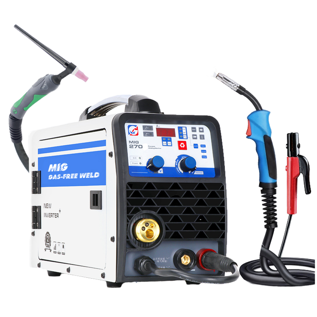 MIG 270 220V Flux-cored Stainless Steel Iron Welder MIG ARC TIG Functional DC Gas No Gas Built-in Wire Feeder