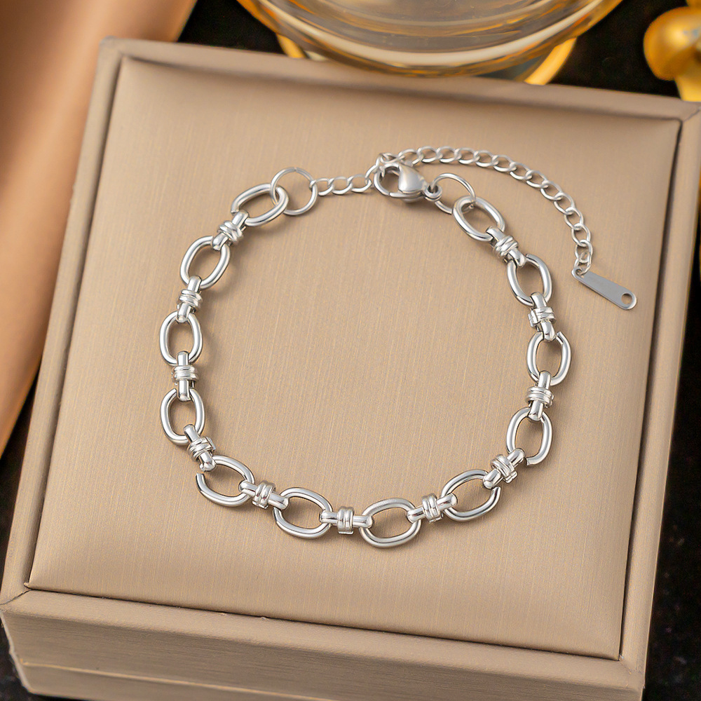 Bracelet cubain rond couleur acier