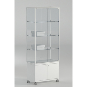 Vitrina de Exhibición de 75x37x180 cm, Marco de Aluminio Blanco, Puertas de Vidrio con Estantes Ajustables - Product Image 1