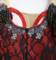 Robes de danse de salon pour femmes adultes, style rouge et noir, costumes de scène sombres, robe de princesse