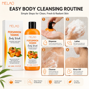 Private Label Persimmon Tannin Body Wash 300ml Body Odor <b>Control</b> Deodorizing <b>Shower</b> Gel Men Women Persimmon bath gel - Product Image 3