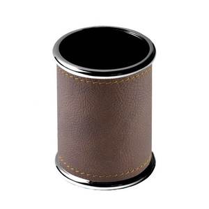 Organisateur de bureau en métal marron « Tower » avec porte-stylos, horloge et calendrier, motif carré, diamètre 70 mm, hauteur 93 mm - Product Image 1