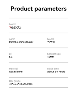Yesido 5W BT5.3 Haut-parleur 40mm Unité de son 400mAh Grande <span class=keywords><strong>batterie</strong></span> TWS Interconnexion Portable <span class=keywords><strong>Mini</strong></span> BT Haut-parleur YSW35 - Product Image 5